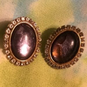 🌹Interesting purple domed rhinestone earrings